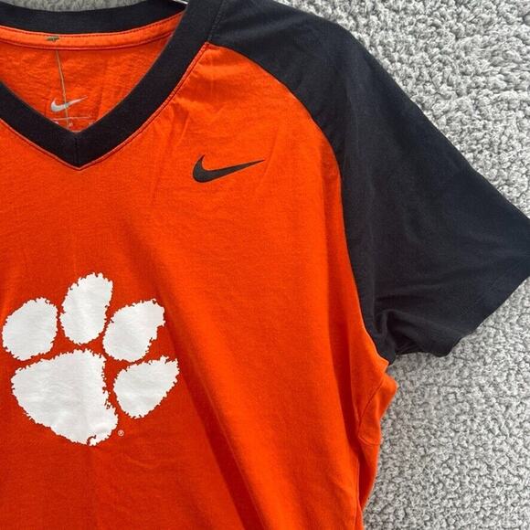 Clemson Tigers Nike Womens Dri-Fit Short Sleeve Orange T-Shirt Size Medium M - Picture 3 of 13